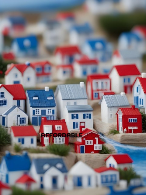 A collection of small houses on a sandy beach
