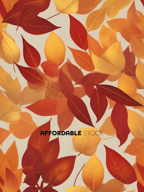 Leaves in a pattern of red, yellow, and orange