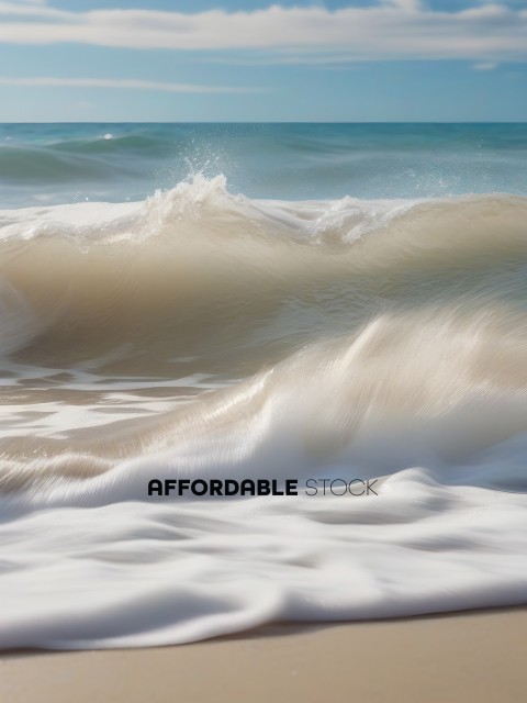 White Wave Crashing on Sandy Beach