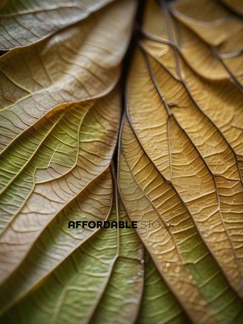 A close up of a leaf with a yellow and green hue