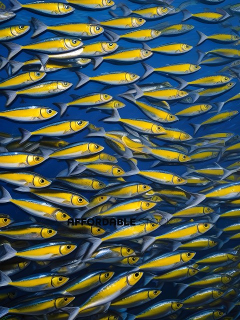 Yellow fish swimming in a school