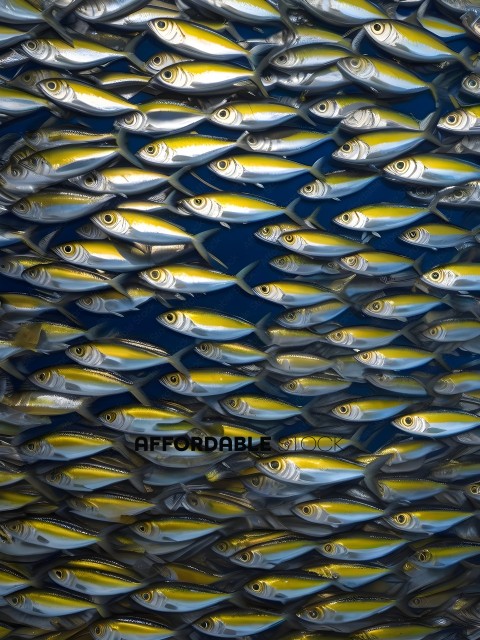 School of Yellow and White Fish in the Ocean