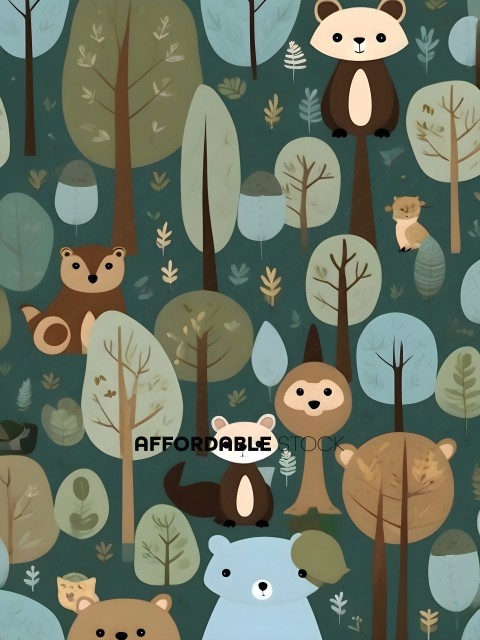 Animals in a forest scene