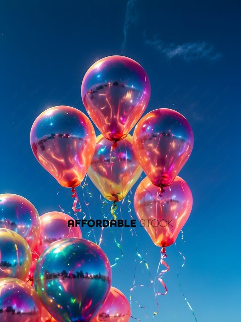 A bunch of colorful balloons in the sky