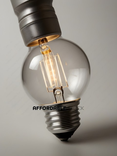 A single light bulb with a yellow filament