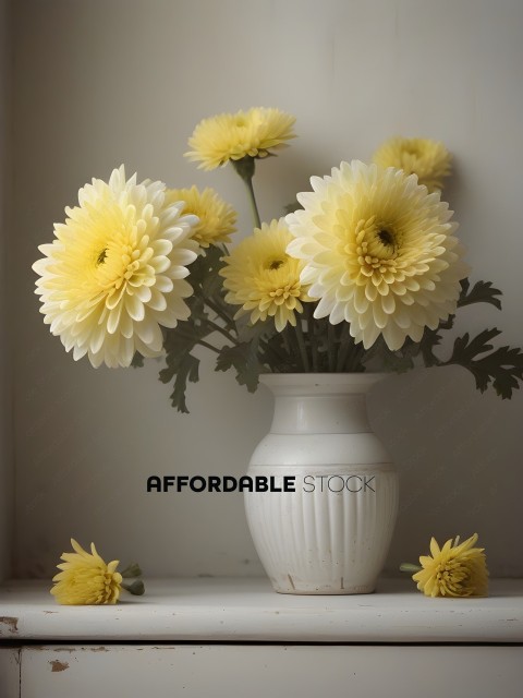 White Vase with Yellow Flowers