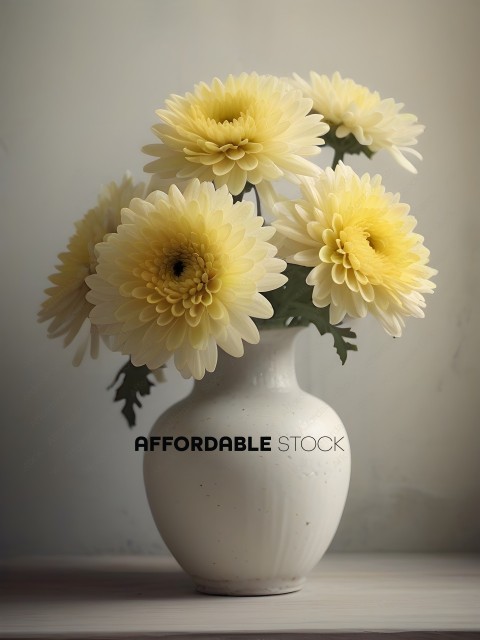White Vase with Yellow Daisies
