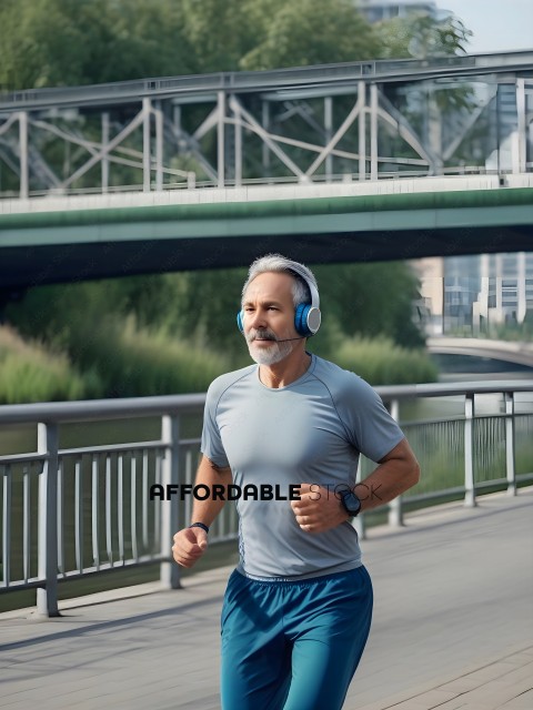 Man jogging with headphones on