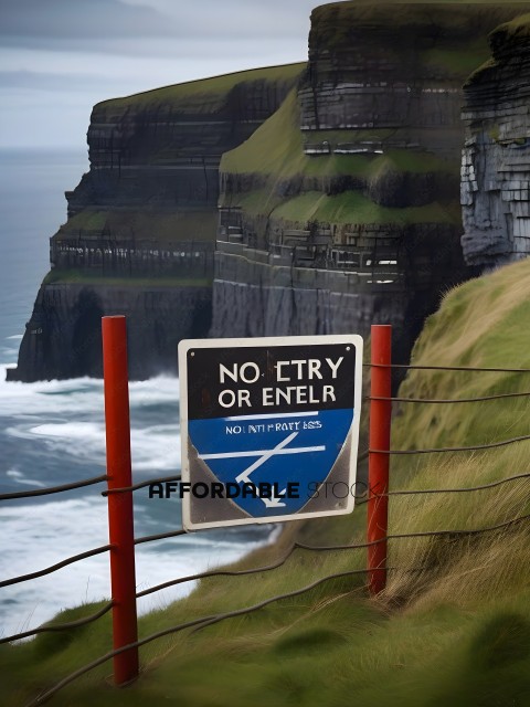 A sign that says "No Entry" on a fence
