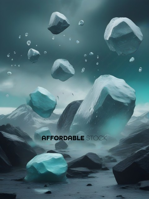 A group of ice blocks are falling from the sky