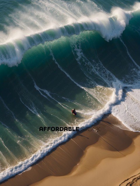A surfer rides a wave on a surfboard