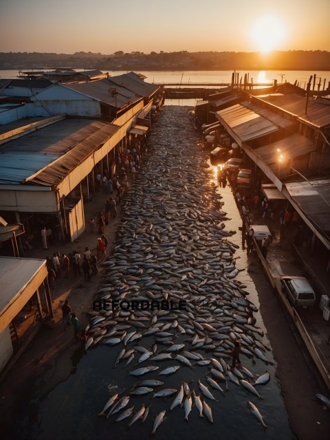 A large group of fish in a market