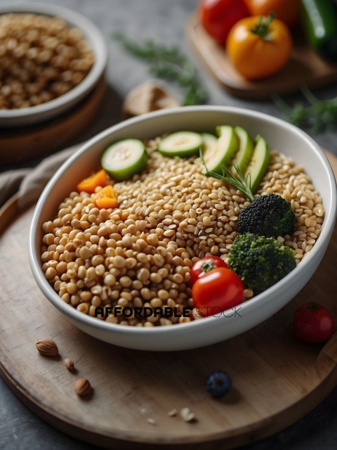 A bowl of healthy food with vegetables and grains
