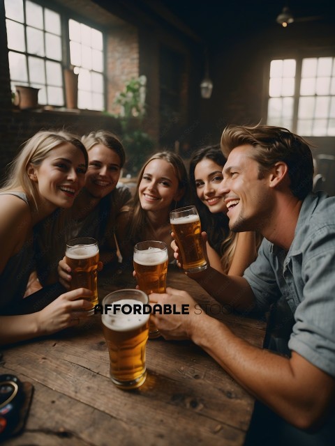 A group of friends enjoying a beer together