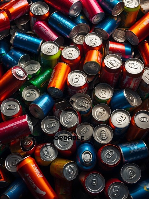 A Pile of Cans with Different Colors