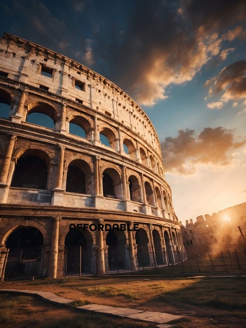 Ancient Roman Colosseum with Sunset in the Background