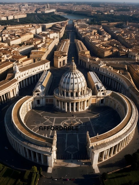 A view of the Vatican City with the dome of St. Peter's Basilica in the foreground