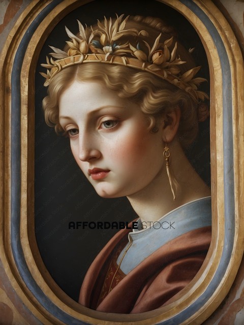 A woman with a crown on her head