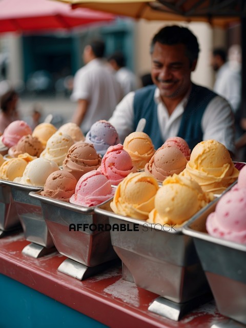 Man Selling Ice Cream in a Market