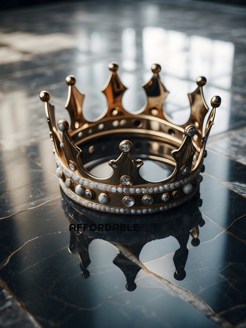 A gold crown with pearls and diamonds