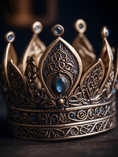 Gold Crown with Blue Gemstones