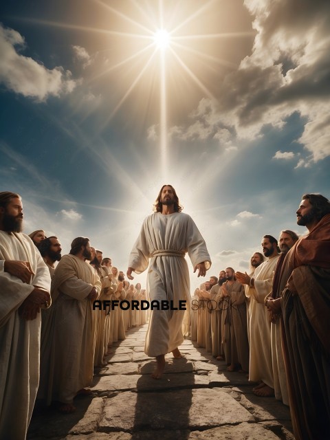 Jesus Walking Through a Crowd of People
