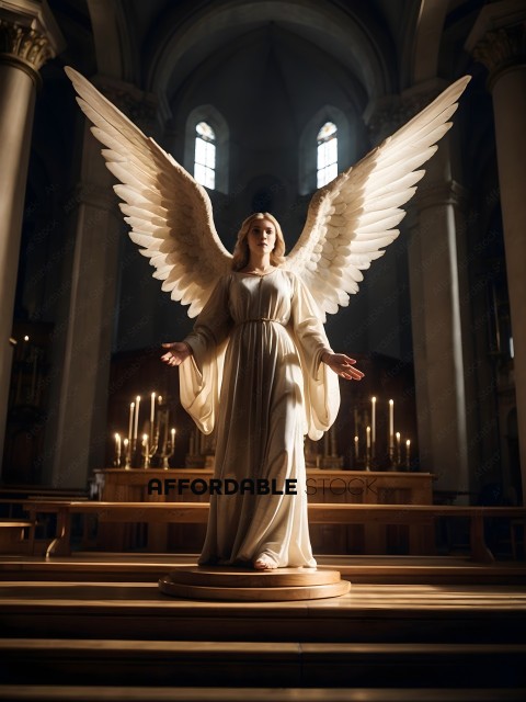 A statue of an angel with wings