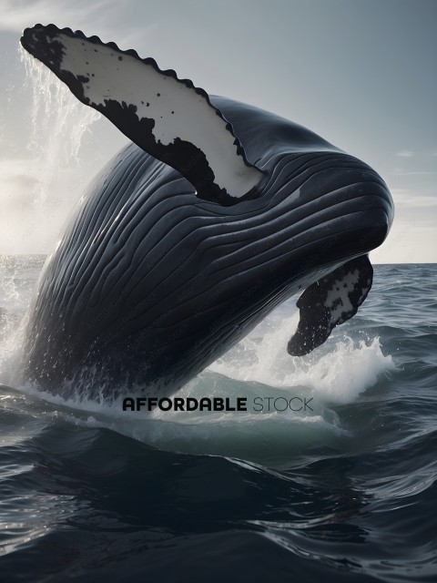 A whale's tail is splashing water