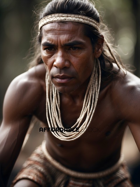 Man with long necklace and braided hair
