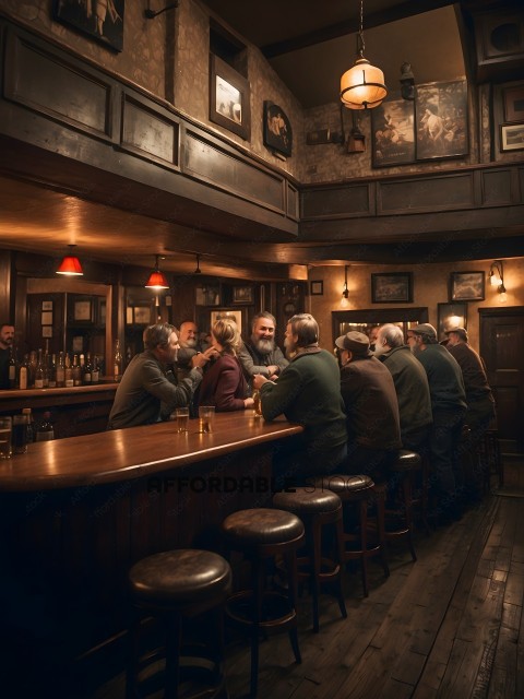 Men at a bar drinking and talking