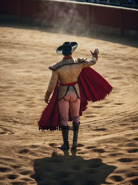 Man in Spanish Costume Waving