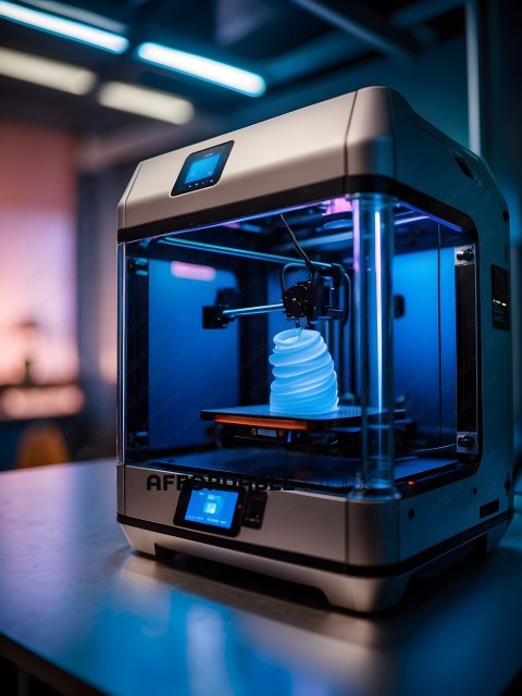 3D Printer with Blue Lights