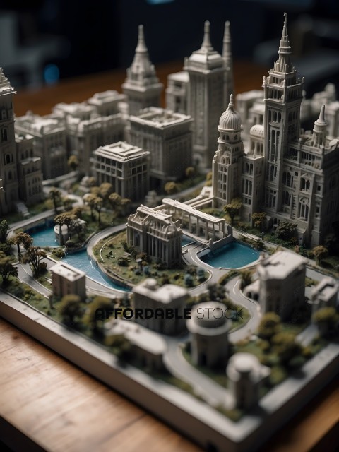 A city model with a river running through it