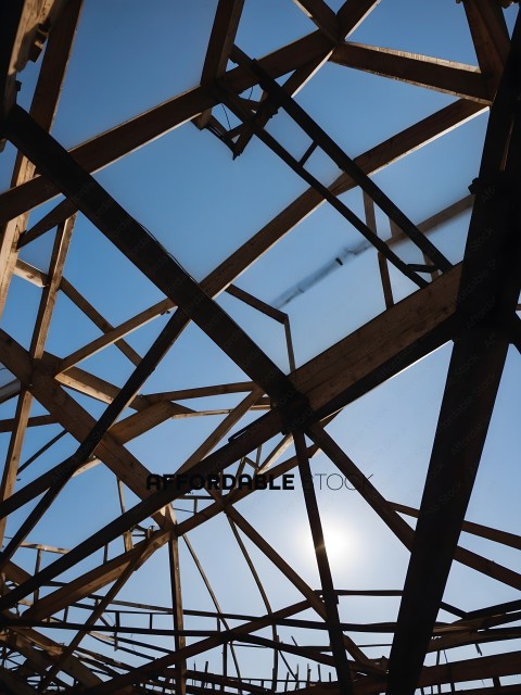 A view of a construction site with a blue sky