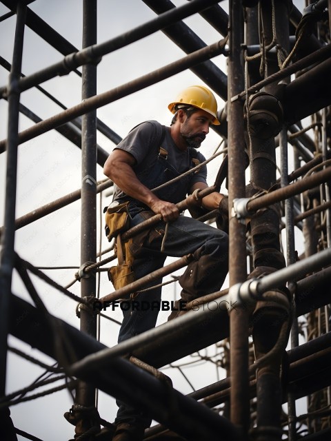 Construction Worker on Scaffolding
