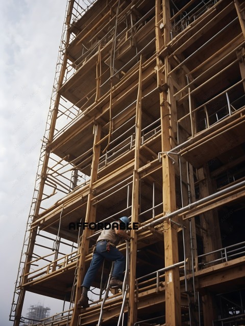 A construction worker on a scaffolding
