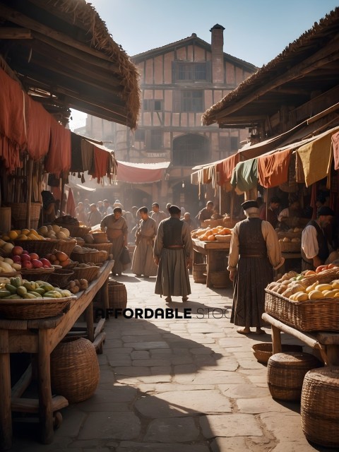 Marketplace with people and produce