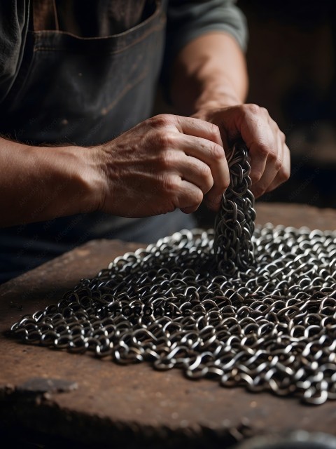 A person is making a chain