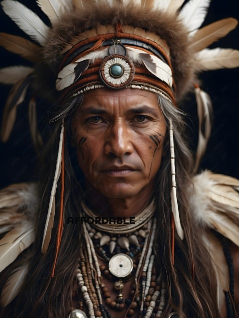 Native American Warrior with Face Paint