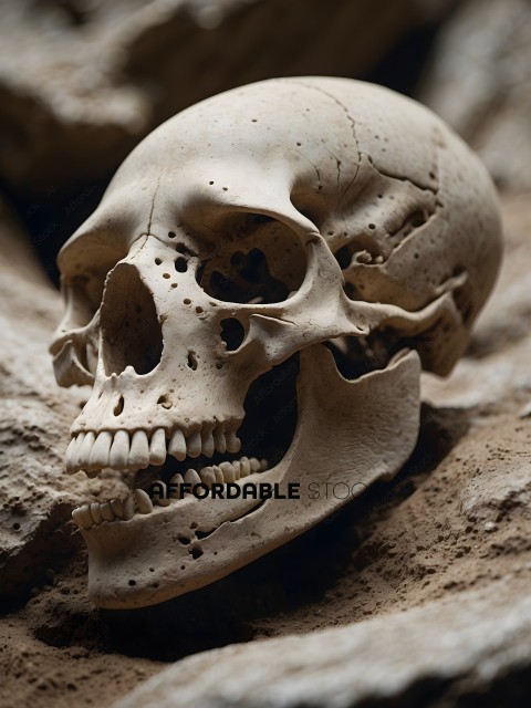 A close up of a skull with holes in it
