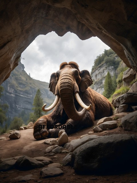 An elephant in a rocky, mountainous area