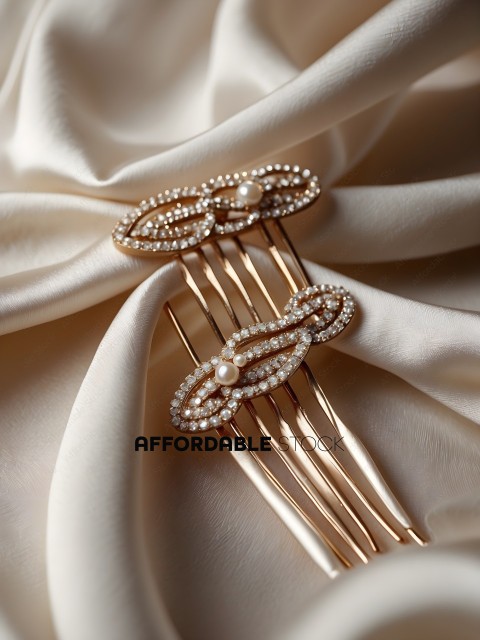 A gold and white bracelet with pearls