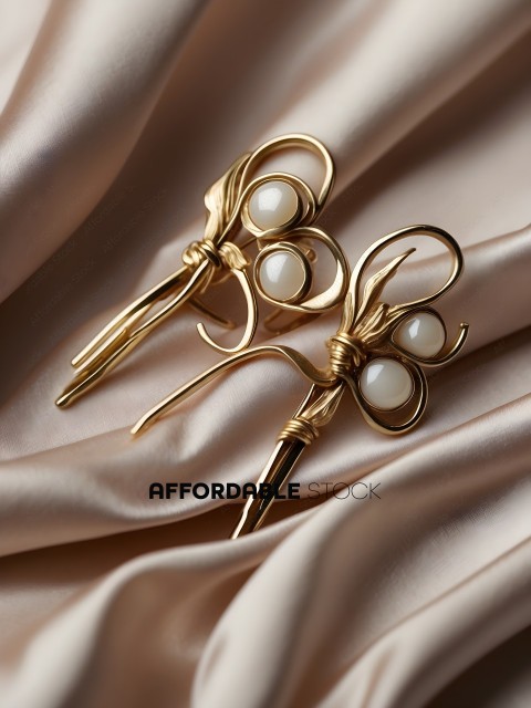 Gold and white earrings with rope detail