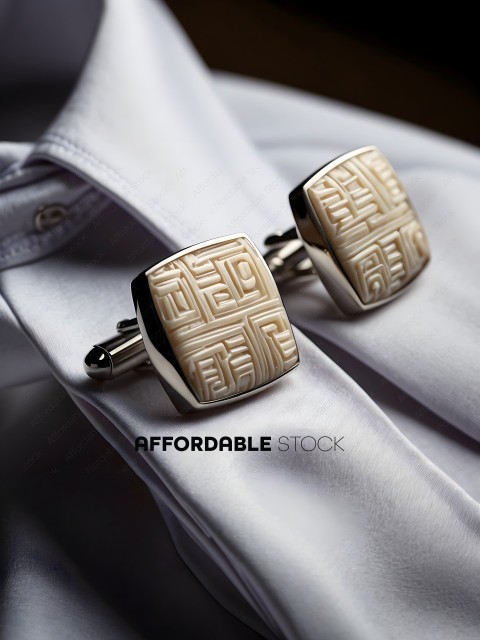 White Shirt with Silver and White Cufflinks