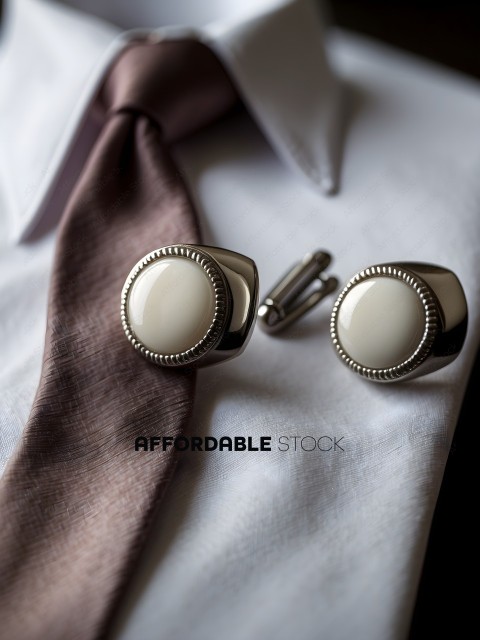 White Marble Earrings and Silver Tie