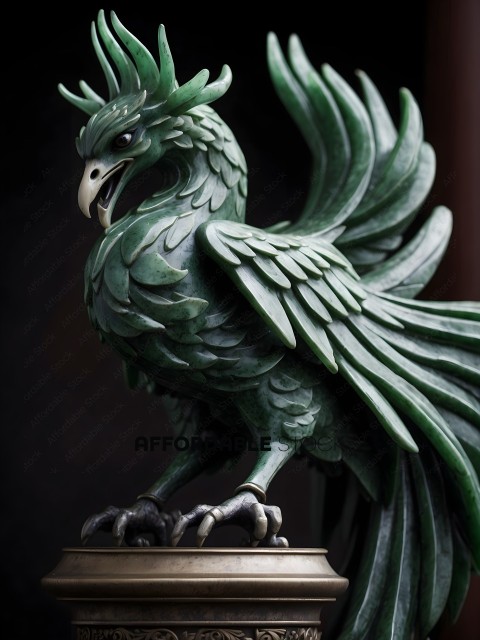 Green Dragon Statue on a Pedestal