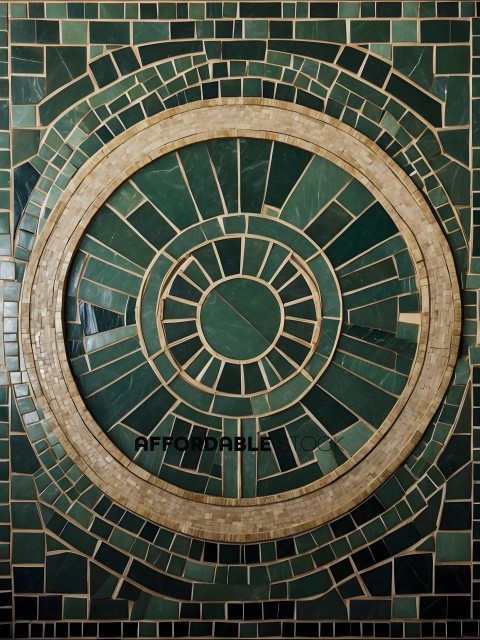 A mosaic of green and tan tiles