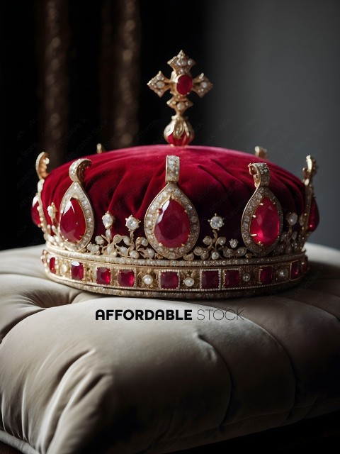 A crown with red jewels on it