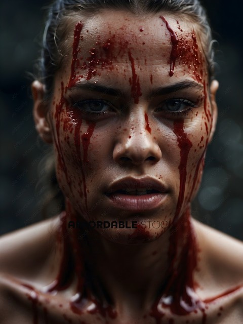 A woman with blood on her face