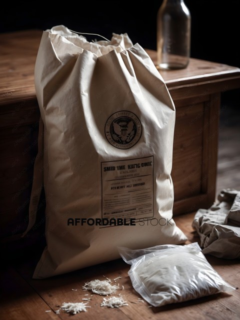 A brown bag with a label on it